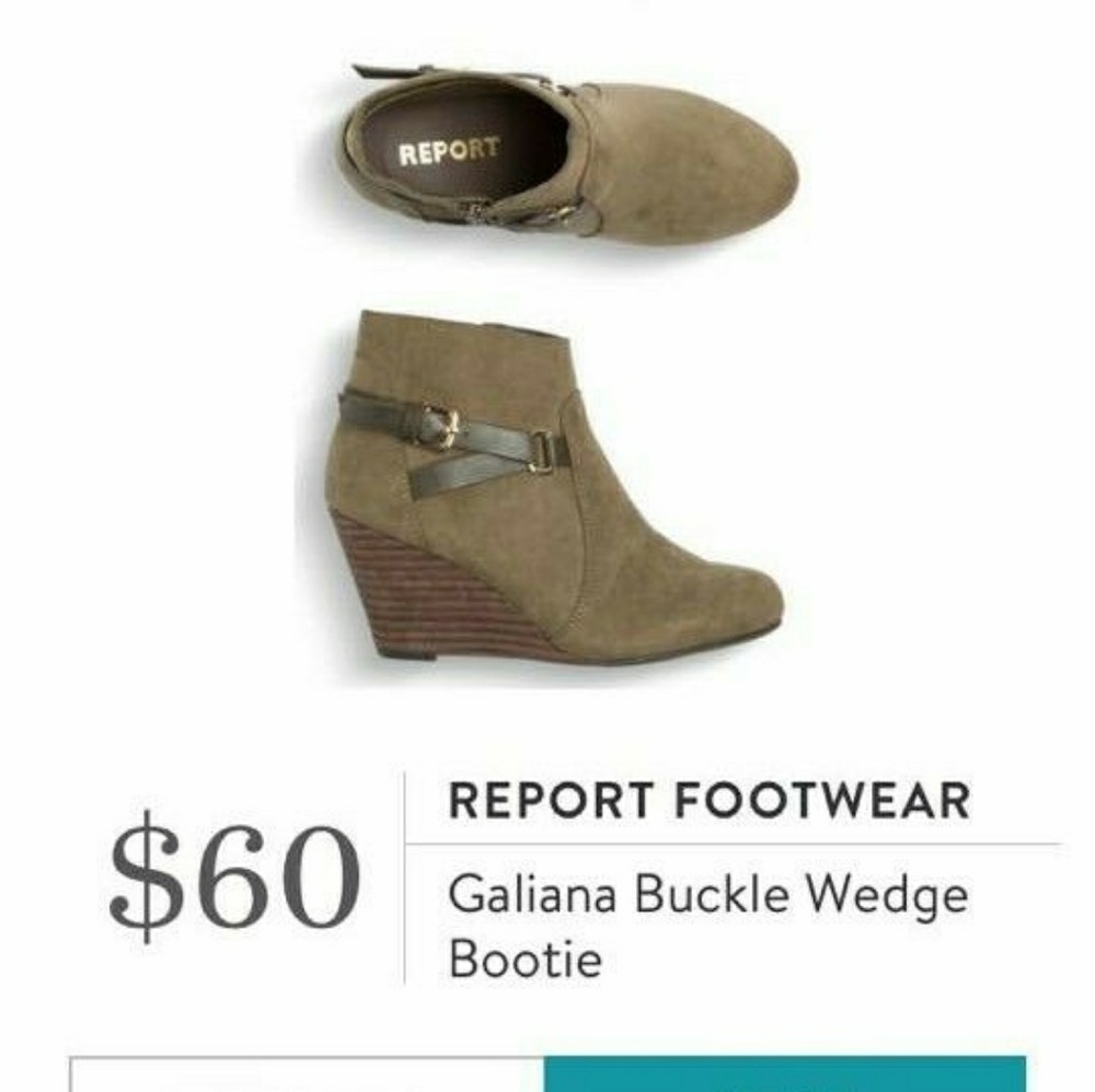 Report Galiana wedge booties suede green